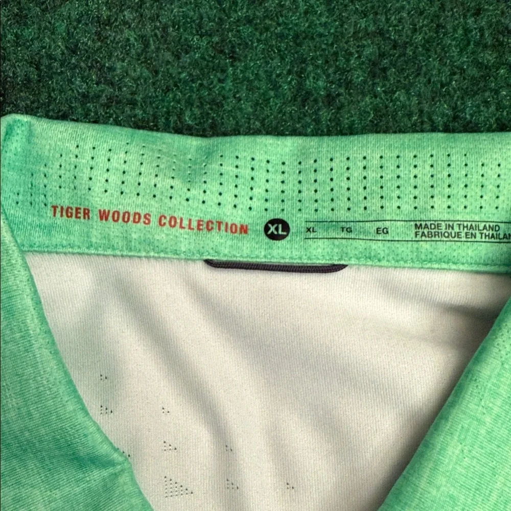 Tiger Woods Collection by Nike Mens Dri-Fit Polo (Lime Green/ Blue/ White) Sz XL - Picture 3 of 8